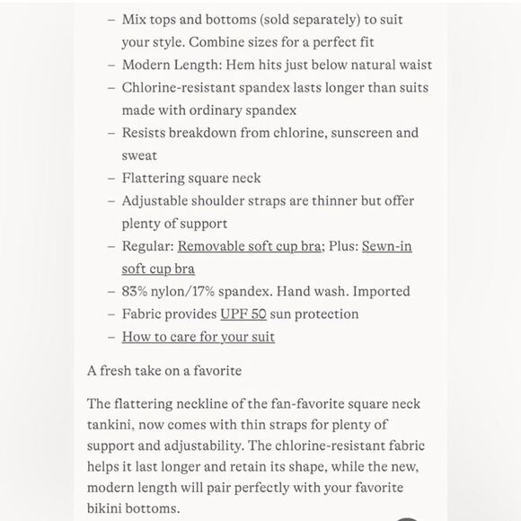 Land’s End plus regular size square neck underwire adjustable Tankini Various - Picture 6 of 6